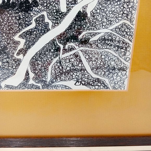 Chipmunk Wall Art Framed Groundhog Pen And Ink Drawing Signed 20 x 15 Cute Anima - Picture 5 of 10